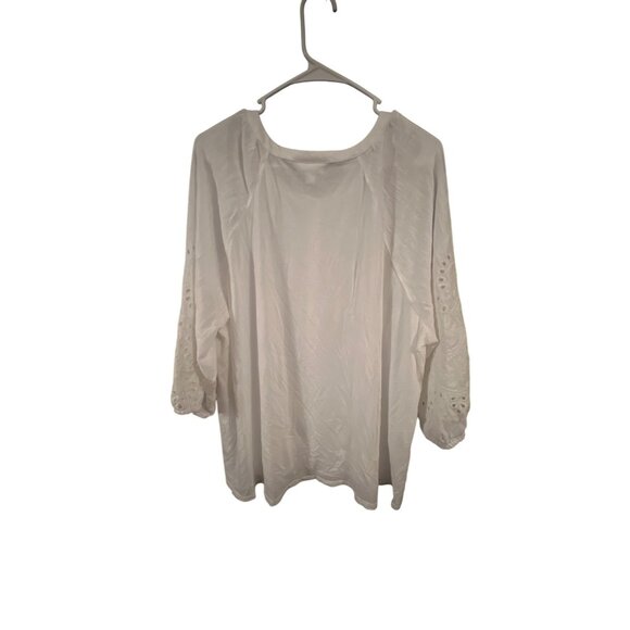 J Jill Womens 2X White Embroidered Sleeve Button-Up Blouse - Picture 6 of 6